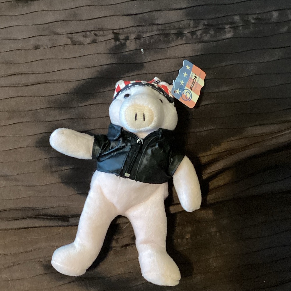 Plush Pig Stuffed Animal with Black Jacket
